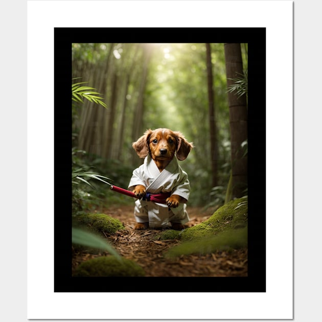 Cute Samurai Puppy in Forest Wall Art by Ratherkool